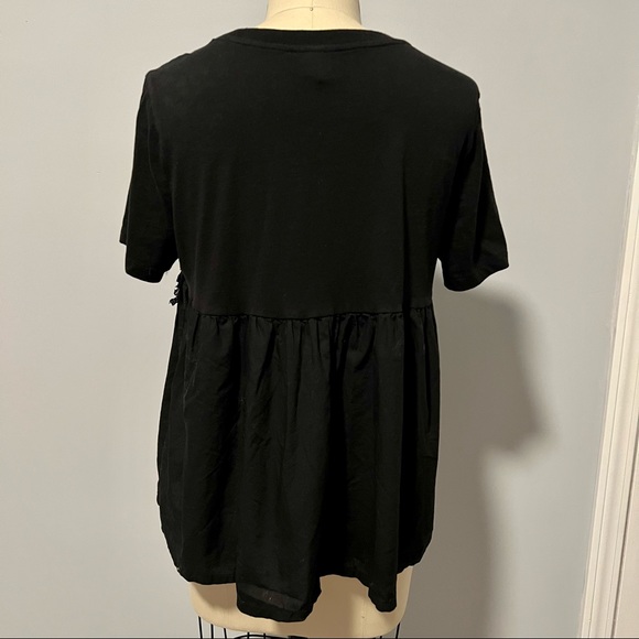 Who What Wear Black Babydoll Style Short Sleeve - Picture 3 of 6